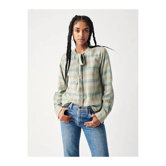 Faherty Tops - FAHERTY BRAND Daphne Top Sage Ellicott Plaid